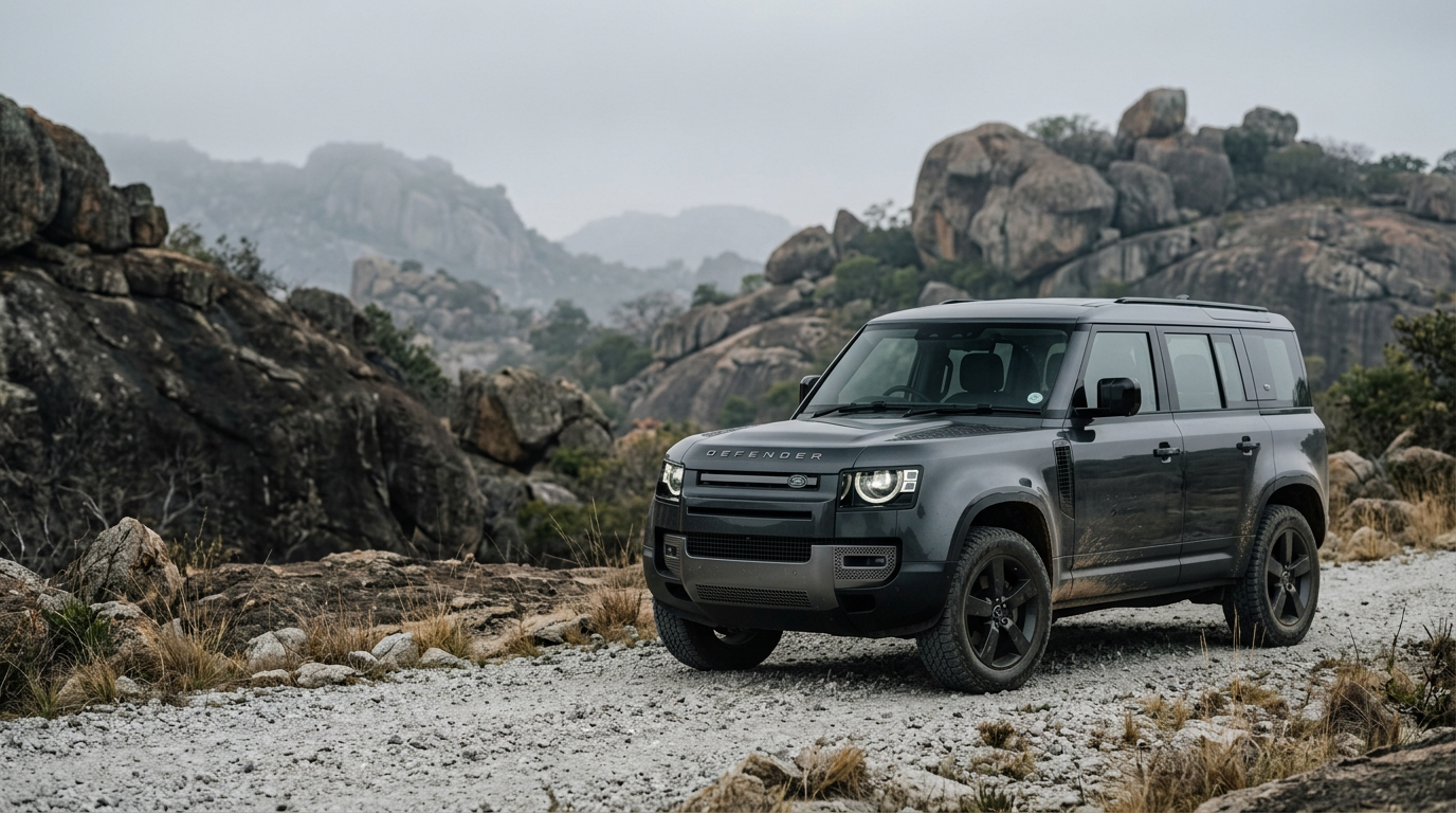 Land Rover Defender in an open landscape
